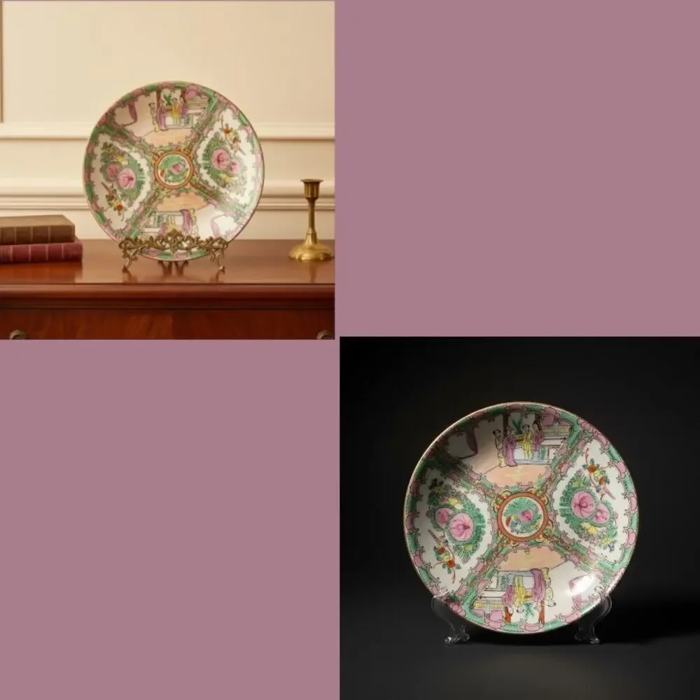 Vintage Chinese Rose Medallion Plate-Famille Rose-Qianlong Mark Charger-Asian